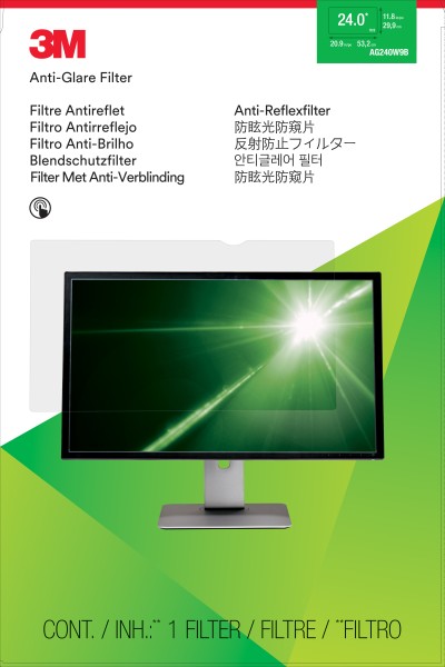 3M Blendschutzfilter für 24" Breitbild-Monitor - Display-Blendschutzfilter - 61 cm Breitbild (Breitbild mit 24 Zoll) - klar