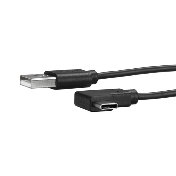 StarTech USB-A auf USB-C Kabel - rechts gewinkelt - St/St - 1m - USB 2.0 Kabel - USB Typ-C - USB A zu USB-C Kabel - USB-Kabel - USB (M) gerade bis USB-C (M) rechtwinklig - USB 2.0 - 1 m - Schwarz