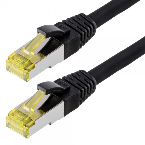 Patchkabel S/FTP (PIMF) CAT 6A, schwarz 0,5m halogenfrei