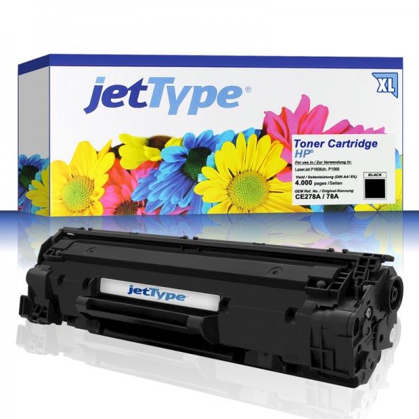 jetType Toner kompatibel zu HP CE278A 78A schwarz 4.000 Seiten Große Füllmenge 1 Stück
