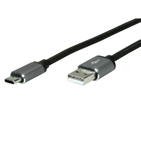 Roline - USB-Kabel - USB-C (M) gelötet zu USB (M) gelötet - USB 2.0 - 80 cm - Schwarz