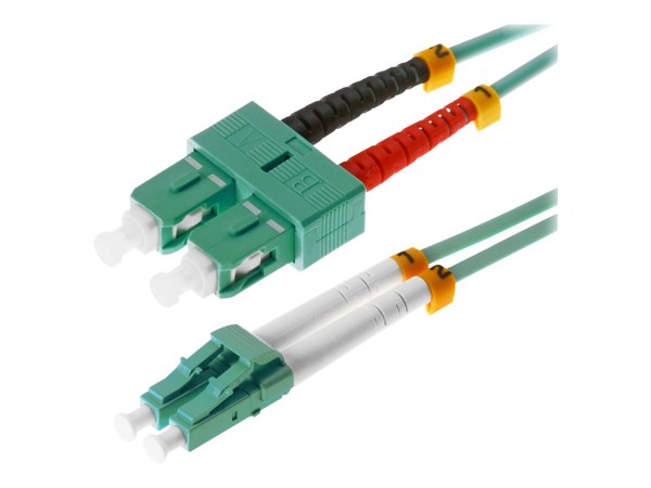 Helos - Patch-Kabel - LC Multi-Mode (M) bis SC multi-mode (M) - 5 m - Glasfaser - Duplex - 50/125 Mikrometer - OM3 - Aquamarin
