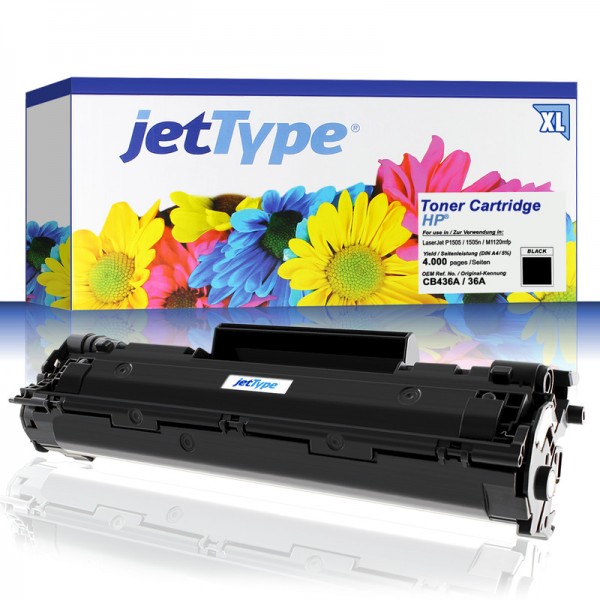 jetType Toner kompatibel zu HP CB436A 36A schwarz 4.000 Seiten Große Füllmenge 1 Stück