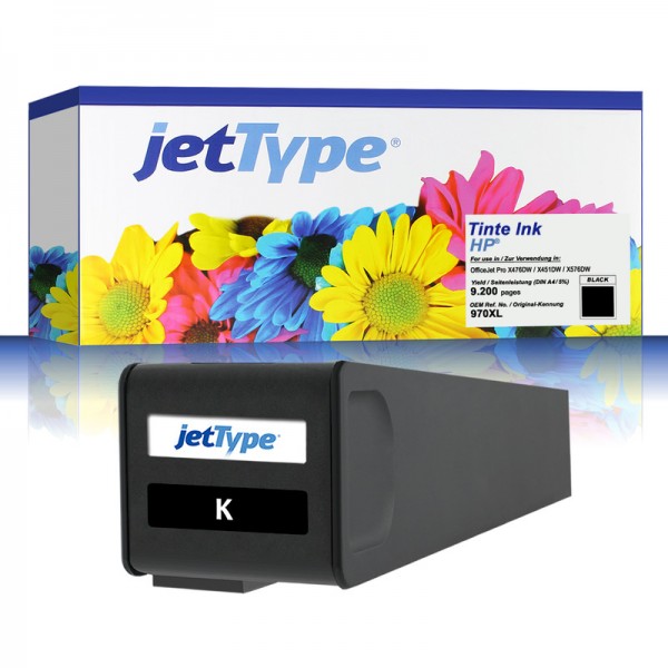 jetType Tinte kompatibel zu HP CN625AE 970XL schwarz 9.200 Seiten Große Füllmenge 1 Stück