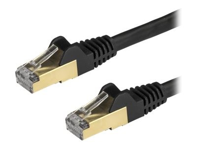 StarTech 7.5m CAT6A Ethernet Cable, 10 Gigabit Shielded Snagless RJ45 100W PoE Patch Cord, CAT 6A 10GbE STP Network Cable w/Strain Relief, Black, Fluke Tested/UL Certified Wiring/TIA - Category 6A - 26AWG (6ASPAT750CMBK) - Patch-Kabel - RJ-45 (M) zu RJ-45 (M) - 7.5 m - STP - CAT 6a - geformt, ohne Haken - Schwarz