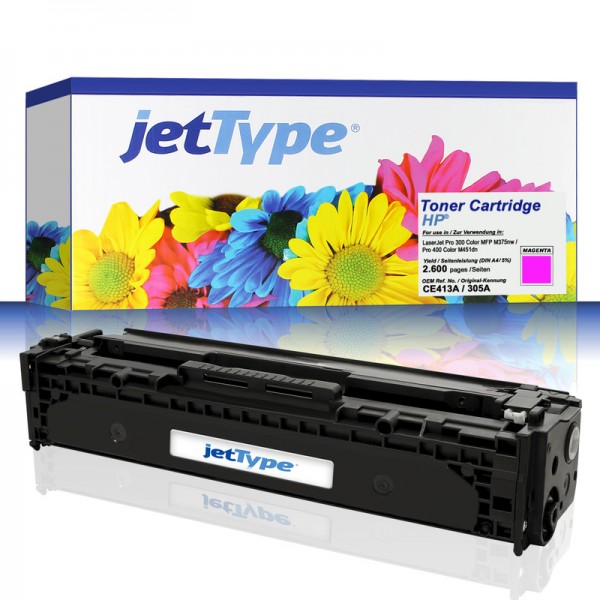 jetType Toner kompatibel zu HP CE413A 305A magenta 2.600 Seiten 1 Stück
