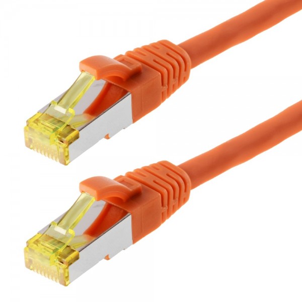 Patchkabel S/FTP (PIMF) CAT 6A, orange 0,5m halogenfrei