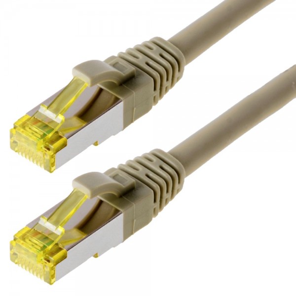Patchkabel DRAKA S/FTP (PIMF) CAT 6A, grau 0,5m halogenfrei, Hirose TM31 Stecker, CAT 7 Rohkabel