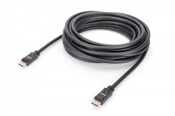 ASSMANN - DisplayPort-Kabel - DisplayPort (S) bis DisplayPort (S) - 10 m - eingerastet, 4K Unterstützung, aktiv - Schwarz