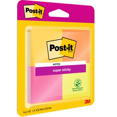 Post-it Haftnotiz Super Sticky 6910YPOG 48x48mm sort. 4St