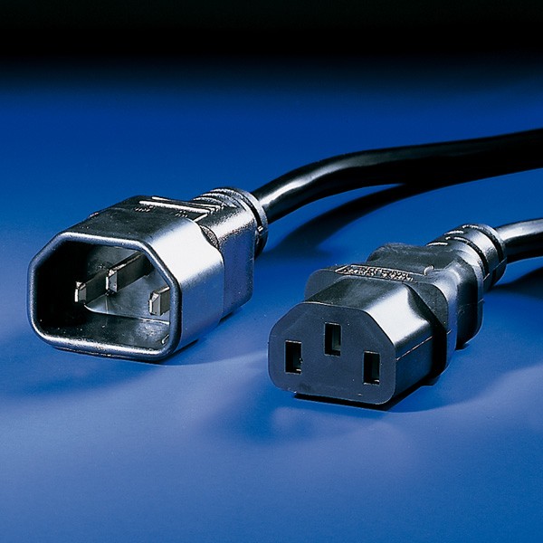 VALUE - Spannungsversorgungs-Verlängerungskabel - IEC 60320 C14 zu IEC 60320 C13 - Wechselstrom 250 V - 1 m - geformt - Schwarz