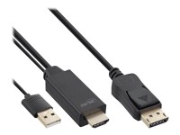 InLine HDMI to DisplayPort Converter Cable - Videokabel - HDMI, USB (nur Strom) männlich zu DisplayPort männlich - 2 m - Schwarz - 4K Unterstützung, aktiv