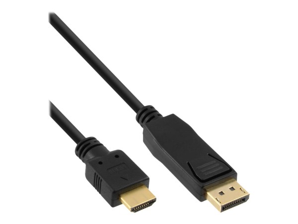 InLine - Adapterkabel - DisplayPort männlich zu HDMI männlich - 10 m - Schwarz - 4K Unterstützung