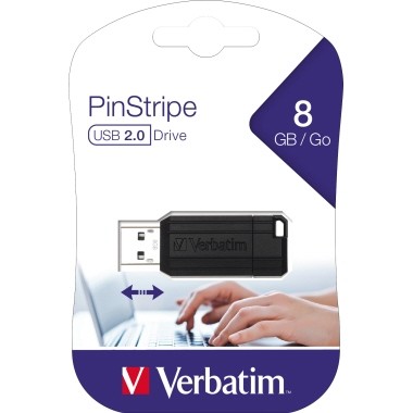 Verbatim PinStripe USB Drive - USB-Flash-Laufwerk - 8 GB - USB 2.0 - Schwarz