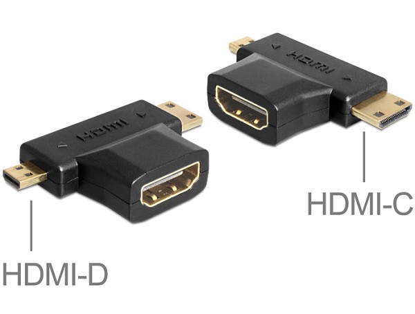 Delock - HDMI Splitter - HDMI weiblich bis mini HDMI, mikro HDMI männlich - Schwarz