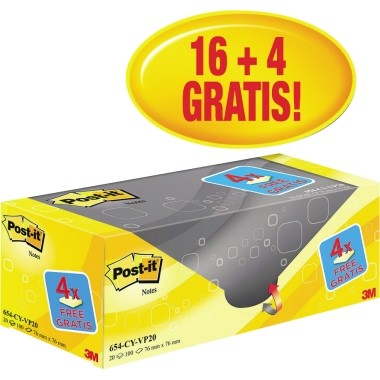 Post-it Haftnotiz Promotion Notes 654Y-20 76x76mm 100Bl ge 20 St./Pa