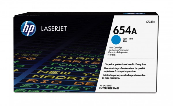 HP 654A - Cyan - Original - LaserJet - Tonerpatrone (CF331A) - für Color LaserJet Enterprise M651dn, M651n, M651xh; Color LaserJet Managed M651dnm, M651xhm