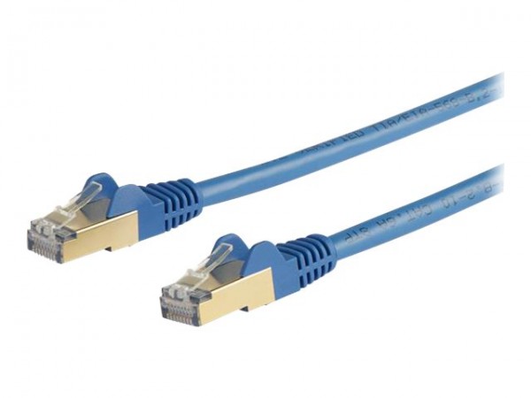 StarTech 5m CAT6A Ethernet Cable, 10 Gigabit Shielded Snagless RJ45 100W PoE Patch Cord, CAT 6A 10GbE STP Network Cable w/Strain Relief, Blue, Fluke Tested/UL Certified Wiring/TIA - Category 6A - 26AWG (6ASPAT5MBL) - Patch-Kabel - RJ-45 (M) zu RJ-45 (M) - 5 m - STP - CAT 6a - geformt, ohne Haken - Blau