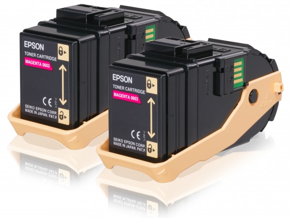 Epson Toner Doppelpack C13S050607 0603 Magenta 2x 7.500 Seiten 2 Stück