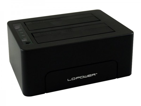 LC Power LC-DOCK-C - HDD-Dockingstation mit Ein/Aus-Schalter Schächte: 2 - 2,5" / 3,5" gemeinsam genutzt (6,4 cm/8,9 cm gemeinsam genutzt) - SATA - 10 GBps - USB 3.1 (Gen 2) - Schwarz