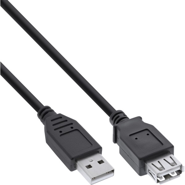 InLine - USB-Verlängerungskabel - USB (M) zu USB (W) - USB 2.0 - 2 m - Schwarz