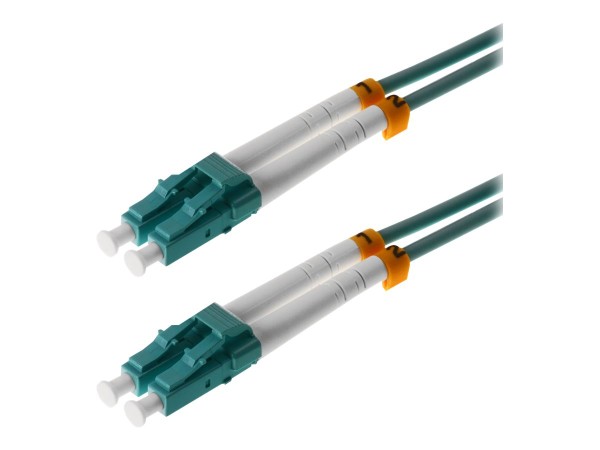 Helos - Patch-Kabel - LC Multi-Mode (M) bis LC Multi-Mode (M) - 3 m - Glasfaser - Duplex - 50/125 Mikrometer - OM3 - Aquamarin