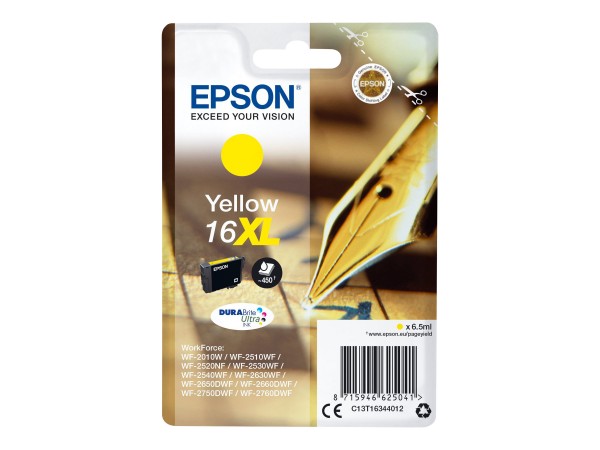 Epson Tinte C13T16344012 16XL Gelb 450 Seiten 6,5 ml Große Füllmenge 1 Stück