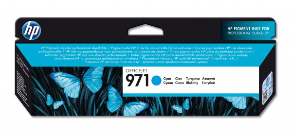 HP 971 - Cyan - Original - Tintenpatrone - für Officejet Pro X451dn, X451dw, X476dn MFP, X476dw MFP, X551dw, X576dw MFP