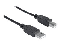 Manhattan USB-A to USB-B Cable, 5m, Male to Male, 480 Mbps (USB 2.0), Equivalent to Startech USB2HAB5M, Hi-Speed USB, Black, Lifetime Warranty, Polybag - USB-Kabel - USB (M) zu USB Typ B (M) - USB 2.0 - 5 m - geformt - Schwarz