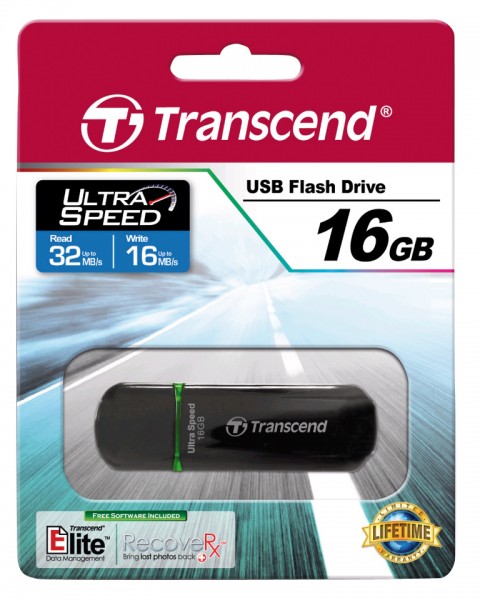 Transcend USB Stick 16GB TS16GJF600 JetFlash 600 USB 2.0 Schwarz/Grün