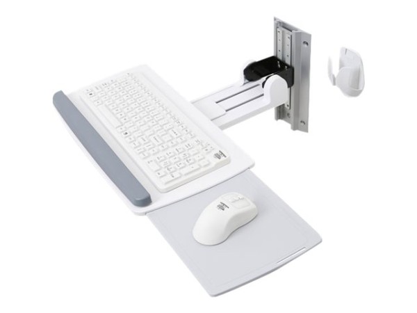 Ergotron Neo-Flex Keyboard Wall Mount - Befestigungskit (Handgelenkkissen, Maushalterung, Montageklammer, Tastatur-Tablett, Befestigungsteile, Wandschiene 10") für Tastatur und Maus - weiß