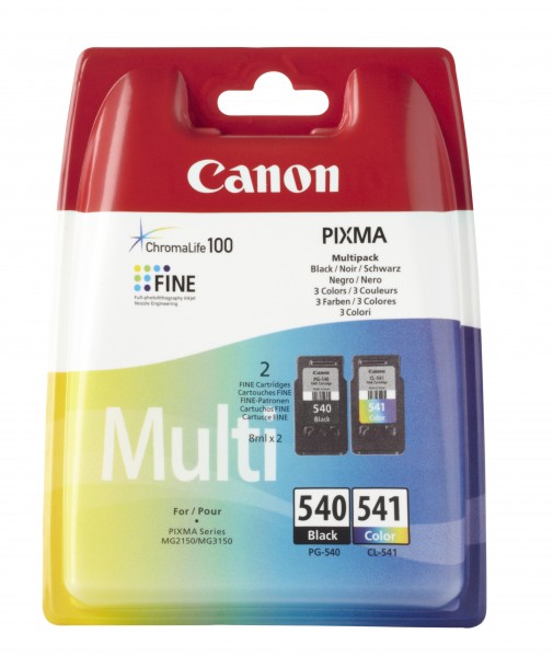 Canon Tinte Multipack 5225B006 PG-540 CL-541 Schwarz + Color 8 ml 2 Stück