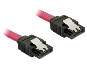 Delock - SATA-Kabel - Serial ATA 150/300/600 - SATA (M) zu SATA (M) - 50 cm - Daumenklemmen - Rot - für P/N: 89270, 89271