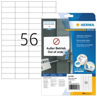 HERMA Etikett 5080 52,5x21,2mm ablösbar ws 1.400 St.