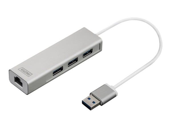 DIGITUS DA-70250-1 - Hub - 3 x SuperSpeed USB 3.0 + 1 x 10/100/1000 - Desktop