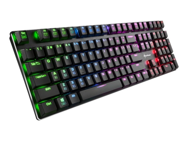 Sharkoon PureWriter RGB Blue - Tastatur - backlit - USB - Deutsch - Tastenschalter: Kailh Blue