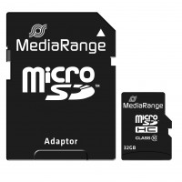 MediaRange - Flash-Speicherkarte (microSDHC/SD-Adapter inbegriffen) - 32 GB - Class 10 - microSDHC - Schwarz