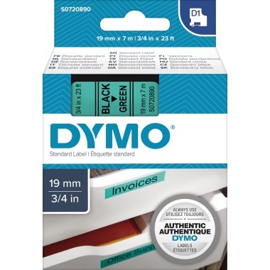 DYMO D1 - Entfernbarer Klebstoff - Schwarz auf Grün - Rolle (1,9 cm x 7 m) 1 Rolle(n) Etiketten - für LabelMANAGER 360, 400, 420, 450, 500, PC, PC2, Wireless PnP; LabelPOINT 300, 350