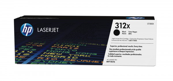 HP 312X - Hohe Ergiebigkeit - Schwarz - Original - LaserJet - Tonerpatrone (CF380X) - für Color LaserJet Pro MFP M476dn, MFP M476dw, MFP M476nw