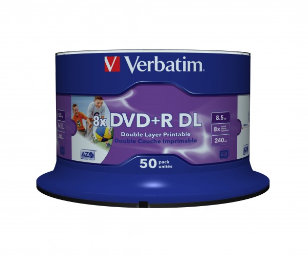 Verbatim - 50 x DVD+R DL - 8.5 GB 8x - mit Tintenstrahldrucker bedruckbare Oberfläche - Spindel