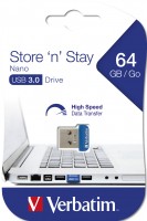 Verbatim Store 'n' Stay NANO - USB-Flash-Laufwerk - 64 GB - USB 3.0 - Blau