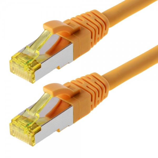 Patchkabel S/FTP (PIMF) CAT 6A, gelb 0,5m halogenfrei