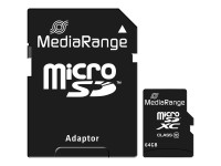 MediaRange - Flash-Speicherkarte (microSDXC-an-SD-Adapter inbegriffen) - 64 GB - Class 10 - microSDXC - Schwarz