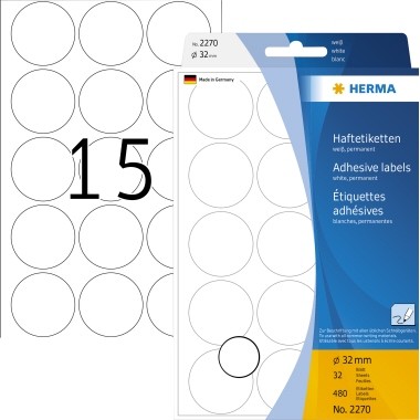 HERMA Markierungspunkt 2270 32mm weiß 480 St./Pack.