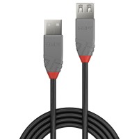 Lindy Anthra Line - USB-Verlängerungskabel - USB (M) bis USB (W) - USB 2.0 - 2 m - rund - Schwarz
