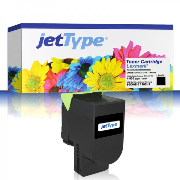 jetType Toner kompatibel zu Lexmark 80C0H10 800H1 schwarz 4.000 Seiten 1 Stück