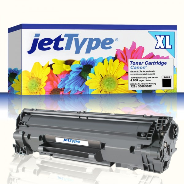 jetType Toner kompatibel zu Canon 3500B002 728 schwarz 4.000 Seiten Große Füllmenge