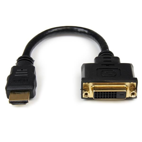 StarTech HDMI auf DVI Adapter 20cm - DVI-D (25 pin) (Buchse) zu HDMI (19 pin) (Stecker) - Monitor Dongle Adapterkabel - Videoadapter - HDMI männlich zu DVI-D weiblich - 20.32 cm - abgeschirmt - Schwarz - für P/N: BNDDKT30CAHV, CDP2DVIMM2MB, DKT30CSDHPD, DKT30CSDHPD3, DP2DVI2MM3, DP2DVIMM6X10