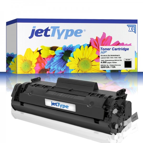 jetType Toner kompatibel zu HP Q2612A 12A schwarz 4.000 Seiten Große Füllmenge 1 Stück