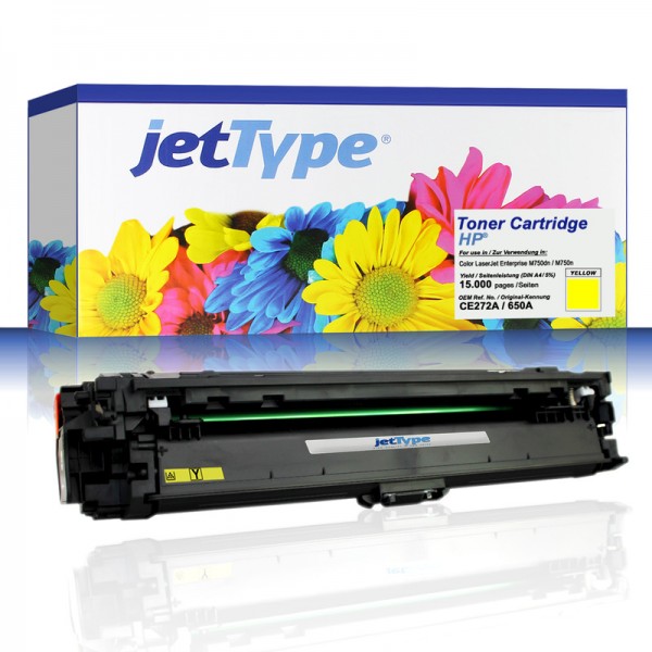 jetType Toner kompatibel zu HP CE272A 650A gelb 15.000 Seiten 1 Stück